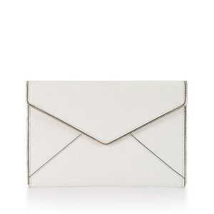 Rebecca Minkoff Leo Saffiano White Envelope Clutch